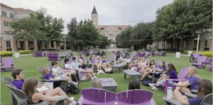 Students gathered in the Community Commons